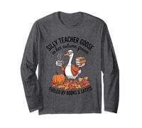 Silly Goose Drink Coffee Cute Halloween Witch Hat Pumpkin Long Sleeve T-Shirt