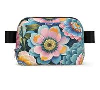 Silly Goose Fanny Pack Crossbody Waist Bag Pack Waterproof Mini Belt Bag Bum Hip Bag for Men Women, Scales and Flowers Pattern, One Size