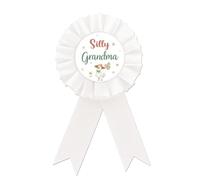 Silly Goose Grandma To Be Tinplate Badge Pin, White Rosette Grandma To Be Button Pin, One Silly Goosse Award Ribbon Brooch for New Grandma, First Birthday/Gender Reveal Party Supplies