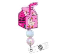 Silly Goose Juice Badge Reel Cute Funny Retractable Clip for Nurse RN Teacher Card Medical Student Pediatric Mental Health Decorative Work Accessories Lanyards Healthcare Workers Gifts