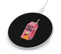 Silly Goose Juice Printed Wireless Charger | Round Light Fast Phone Charging Pad with USB Cable