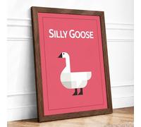 Silly Goose Modern Framed Wall Art Print A4 (29.7×21cm) Walnut, Wall Decor for Living Room, Bedroom, Office & Home, Ready to Hang, Art Gift