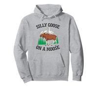 Silly Goose On A Moose Funny Meme Wildlife Animal Lover Pullover Hoodie