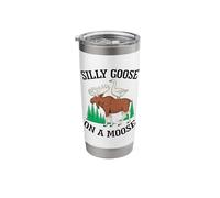Silly Goose On A Moose Funny Meme Wildlife Animal Lover Stainless Steel Insulated Tumbler