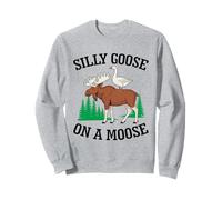 Silly Goose On A Moose Funny Meme Wildlife Animal Lover Sweatshirt