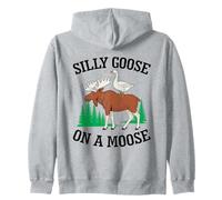 Silly Goose On A Moose Funny Meme Wildlife Animal Lover Zip Hoodie