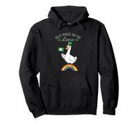 Silly Goose on Rainbow w Irish Flag St Patrick's Pullover Hoodie