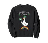 Silly Goose on Rainbow w Irish Flag St Patrick's Sweatshirt
