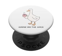 Silly Goose on the Juice Coffee drinking Cute Goose Cartoon PopSockets Adhesive PopGrip
