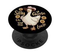 Silly Goose On The Loose Cowboy Hat Sunflower Aesthetic PopSockets Adhesive PopGrip
