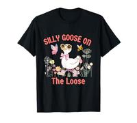 Silly Goose On The Loose Floral Cute Goose - Duck Lover T-Shirt