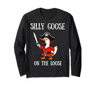 Silly Goose On The Loose Funny Pirate Crew Costume Kids Boys Long Sleeve T-Shirt