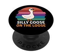 Silly Goose On The Loose Funny Vintage Retro Honk Lover Gift PopSockets Adhesive PopGrip