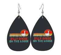Silly Goose On The Loose Leather Earrings For Women Dangle Earring Drop Pendant With Hook Gifts For Adult Girl