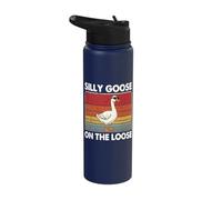 Silly Goose On The Loose Retro Goose Sunglasses Duck Meme Stainless Steel Insulated Water Bottle