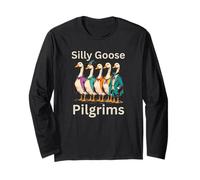 Silly Goose Pilgrims Spooky Honk Halloween Thanksgiving Fun Long Sleeve T-Shirt