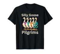 Silly Goose Pilgrims Spooky Honk Halloween Thanksgiving Fun T-Shirt