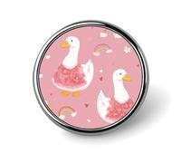 Silly Goose Rainbow Round Brooch Pins Metal Badge Lapel Pin Jacket Hat Bag Accessories