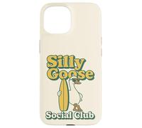 Silly Goose Social Club Surfing Goose Surfboard Humor Case for iPhone 15