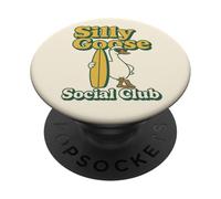 Silly Goose Social Club Surfing Goose Surfboard Humor PopSockets Adhesive PopGrip