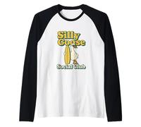 Silly Goose Social Club Surfing Goose Surfboard Humor Raglan Baseball Tee
