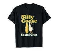 Silly Goose Social Club Surfing Goose Surfboard Humor T-Shirt