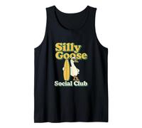 Silly Goose Social Club Surfing Goose Surfboard Humor Tank Top