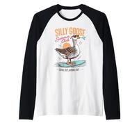 Silly Goose Summer Club Funny Beach Surf Vacation Art Design Raglan Baseball Tee