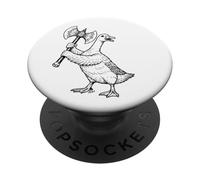 Silly Goose With Battle Axe Cute Animal Lover Fight Series PopSockets Adhesive PopGrip