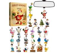 Silly Gooses Advent Calendar 2025, With 24 2d Flat Acrylic Silly Gooses Pendants, 24-Days Christmas Countdown Calendar, Suitable for Car Rearview Mirrors, Walls, Window, Christmas Trees and Doors