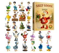 Silly Gooses Calendar Advent 2025, 24 Days Duck Countdown Calendar 2025, 2D Acrylic Flat Christmas Charm With Quirky Figurines, Animal Christmas Décor