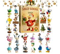 Silly GoosesAdvent Calendars 2025, 24 Days Duck 2D Acrylic Christmas Countdown Calendar, Flat Christmas Countdown Calendars Charm For Desk, Office, Bedroom, Kitchen, Wall, Door, Window, Holiday