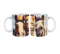 Silly Horses Birthday Party White Coffee Mug with Handle Ceramic | Art Coffee Cups Hot Chocolate Cup Xmas Holiday Birthday