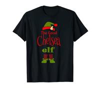 Silly Naughty Elf Designs BJW Chelsea Elf Good Christmas Matching Unisex Adults T-Shirt - Humorous Christmas T-Shirt - Black - Short Sleeve - Crew Neck - Classic Fit - Small
