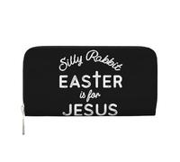 Silly Rabbit Easter is for Jesus Christians PU Leather Wallet for Women Men Credit Card Wallet Long Clutch Purse Around Zipper Wallets