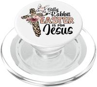 Silly Rabbit Easter Is For Jesus Easter Day Leopard Cross PopSockets PopGrip for MagSafe