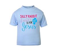 Silly Rabbit Easter is for Jesus Religious Statement [EAST23] Short Sleeve Cotton Toddler t Shirt, 3-4 Years, Pastel Blue