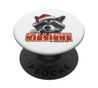 Silly Raccoon Santa Hat Christmas Animal Humor PopSockets Adhesive PopGrip