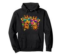Silly Retro Giraffes with Sunglasses Funny Zoo Animal Pullover Hoodie
