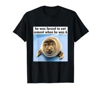 Silly Seal He was Forced to Eat Cement Meme Value Graphic T-Shirt, Men, Black, S