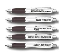 Silly Sentiments 5 Pack of Ballpoint Pens - Love You Daddy Pen Set - For Dad's Birthday or Father's Day - Funny Stationery Gift for him - Office Desk Accessories