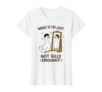 Silly Wig Goose Not Silly Enough Funny Value Graphic T-Shirt, Women, White, S