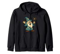 Silly Wizard Fun Old Cartoon Style Zip Hoodie