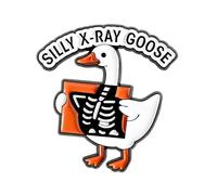 Silly X-Ray Goose Enamel Lapel Pin - Funny Radiology Goose Hard Enamel Brooch Badge with X-Ray Skeleton Design for Radiographers, Nurses, Doctors, Medical Staff - 3cm x 2.9cm