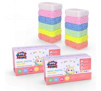 SillyFoam, Creative Modeling Foam Beads, 2-Pack Neon Pastel Colors, Perfect for Preschool and Kids, Arts, Crafts, Sensory Play, Non-Toxic (12 Blocks Coral, Lemon, Lime, Azure, Pink, White) (Age 3+)