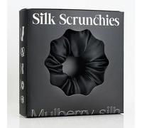 Silmer Pillow Silk Scrunchies Big Silk Hair Ties Women's Silk Ponytail Holders Large Mulberry Silk Scrunchies for Hair Sleeping Jumbo Giant Silk Filled Scrunchies 1Pc（Black）