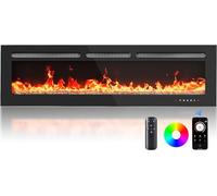 Silonn 50″/127cm Electric Fireplace Heater with App & Remote Control, 5300 BTU Heat Output, Ultra-Slim Wall-Mounted or Recessed Electric Fireplace Inserts with Timer, 20 Flame Colors