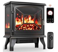 Silonn Electric Fireplace Heater,4777 BTU Portable Fireplace with App & Remote,24″/60cm Electric Corner Fireplace Low Noise with 5 Brightness Levels,Temp Control & Timer for Living Room,Bedroom