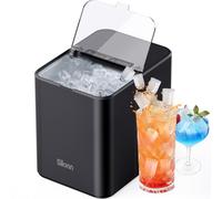 Silonn Ice Maker for Countertop, Self-Cleaning Ice Machine, 8 Bullet Ice Cubes in 6 Mins, 12kg/24H, 2 Ice Sizes, Portable Ice Maker for Home, Kitchen, Office, Parties & RV