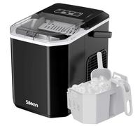 Silonn Portable Ice Maker Countertop, Self-Cleaning Ice Machine with Carry Handle, Includes Basket & Scoop, Produces 9 Ice Cubes in 6 Minutes, 12KG Daily Capacity, Ideal for Home Camping and RVs